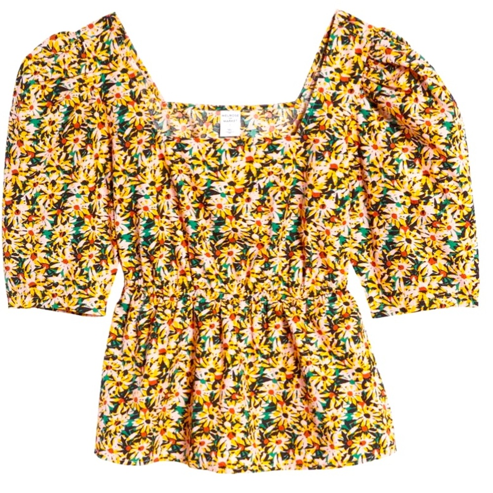 MELROSE AND MARKET floral square neck cotton top